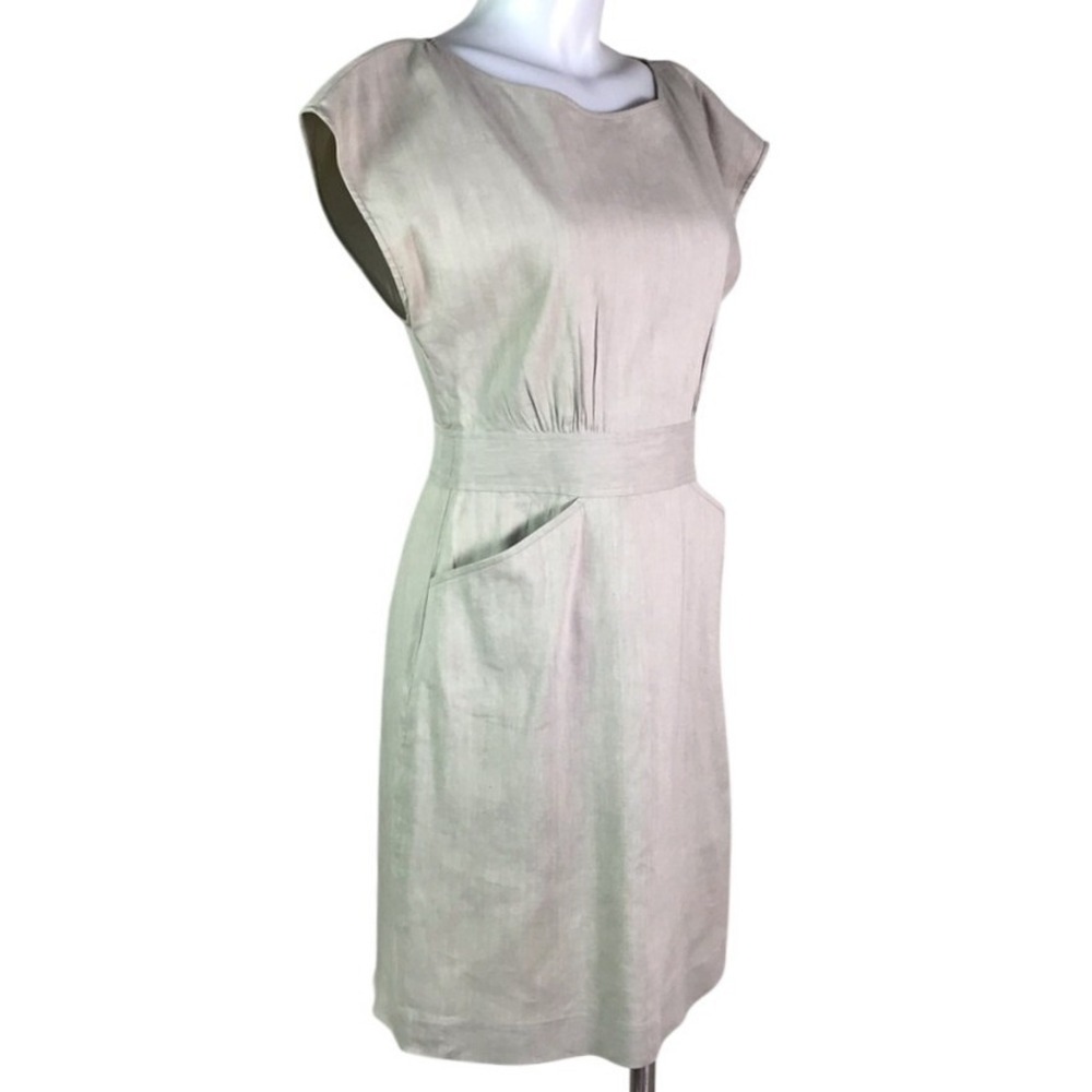 THEORY TAN LINEN DRESS WITH POCKETS Size 6